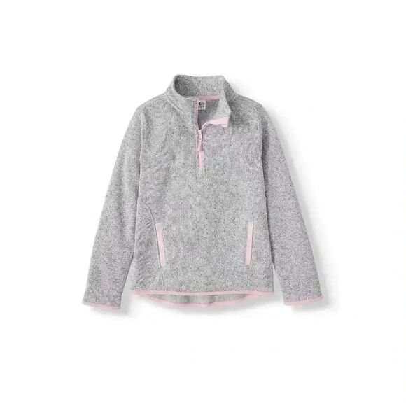 Athletic Works Girls Sweater Fleece Quarter Zip Pullover (Gray/Pink, XL, 14-16) - Picture 1 of 9